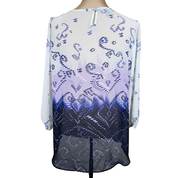 AGB XL Sheer Blue Purple White Blouse - Picture 3 of 6